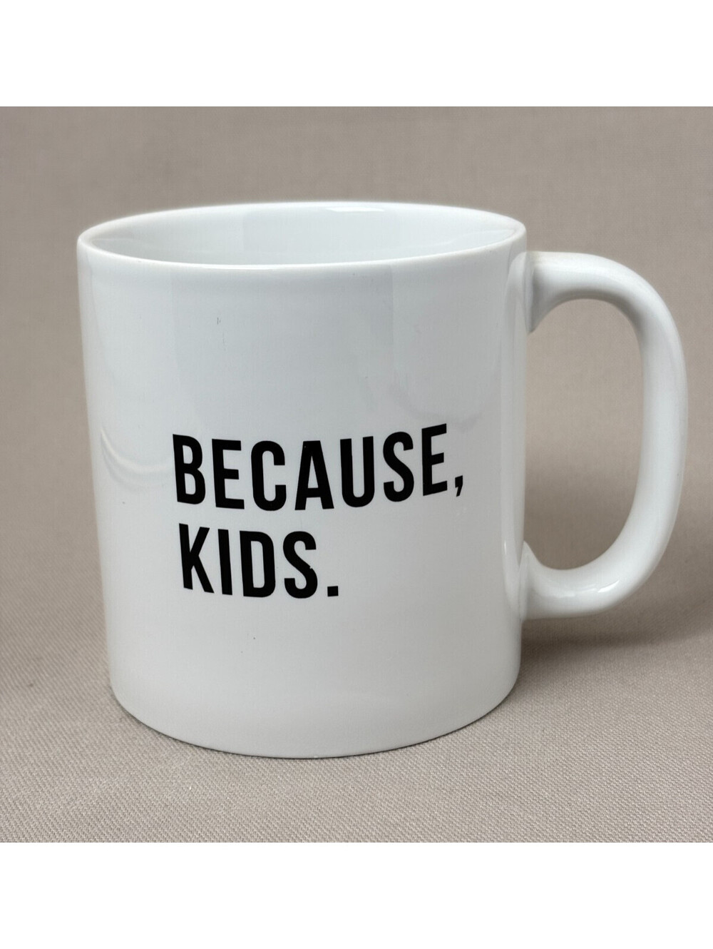 Hallmark Because Kids Coffee Mug White Ceramic Funny Parenting Mom Dad Tea Cup